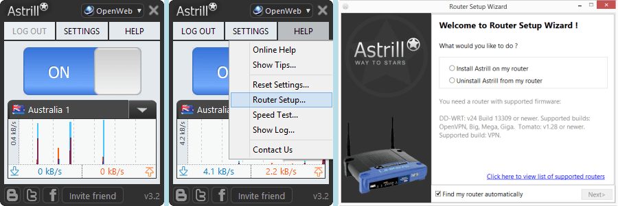Astrill VPN Client Router Setup Wizard