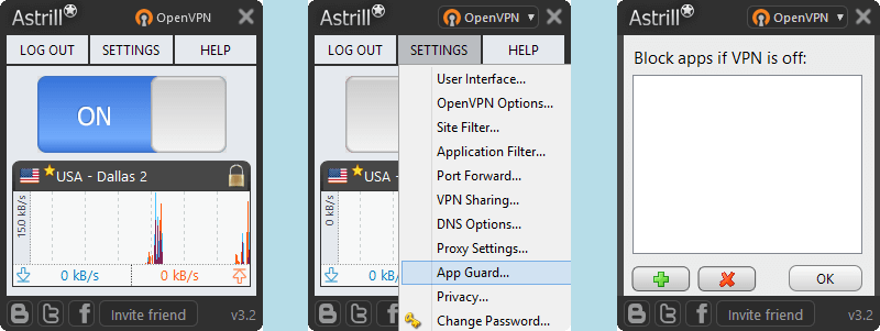 Astrill VPN: OpenVPN - App Guard