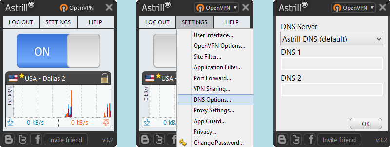 Astrill VPN: OpenVPN - DNS Options