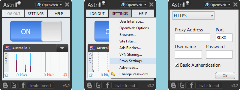 Astrill VPN Proxy Settings