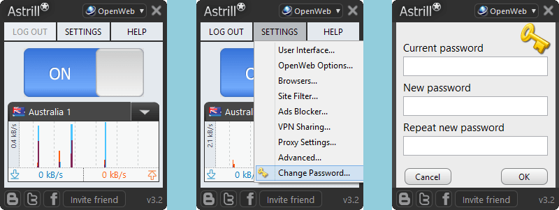 Astrill VPN: Change Password