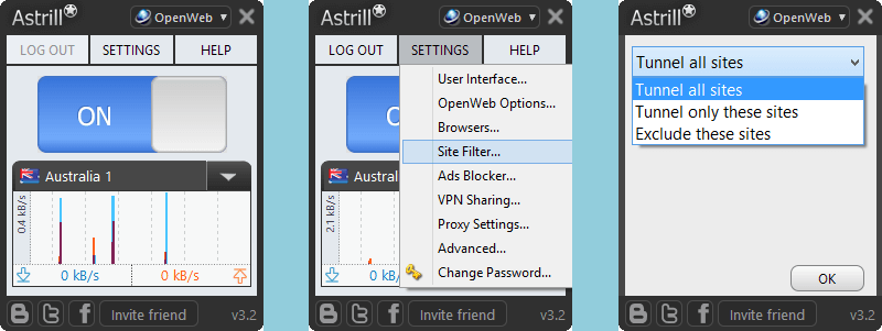 Astrill VPN: OpenWeb - Site Filter
