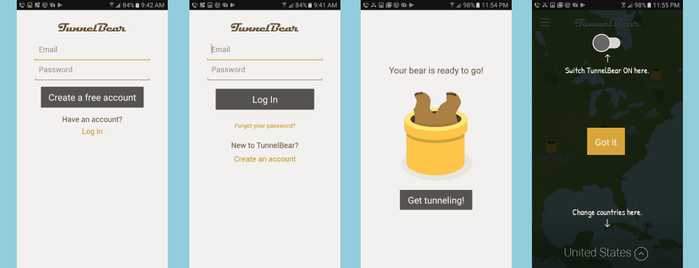 TunnelBear VPN Android App Login
