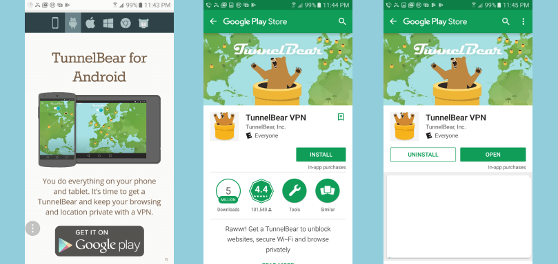 TunnelBear VPN Android App Installation