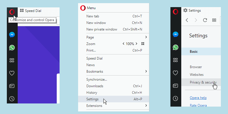 Opera Browser Settings