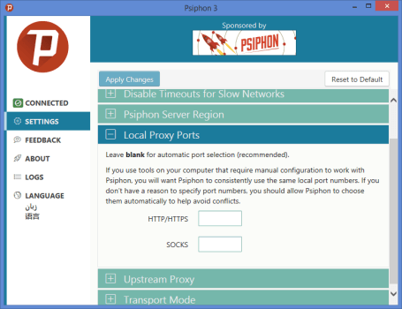 Psiphon Local Ports Setup