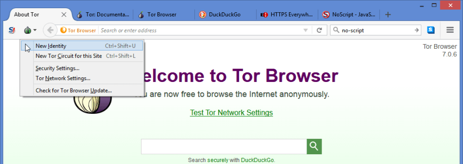 Tor Browser Menu