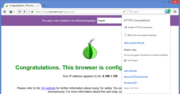 Setting the Tor Browser to UDSE Https Everywhere