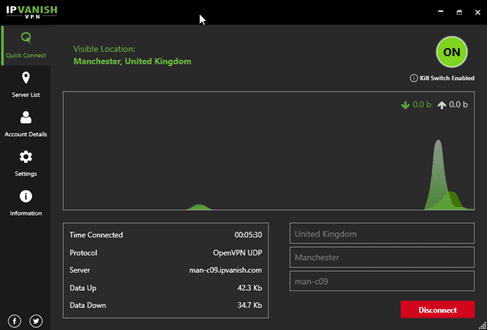 Using IPVanish to Connect to The Best UK Server