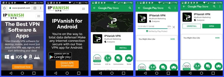 Install Process for the IPVanish Android App