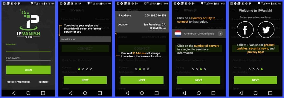 IPVanish Android App Login and Tutorial