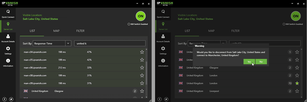 Choosing the Fastest UK Server by Ping and Load Percentage 