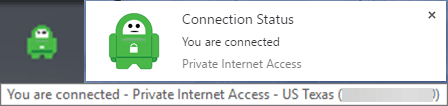 Private Internet Access Windows Client: Connected State