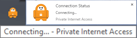 Private Internet Access Windows Client: Connecting State