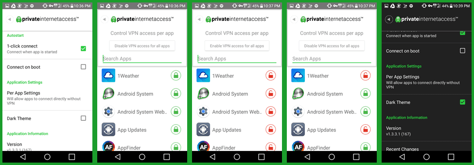 Private Internet Access Android Split Tunnel Settings