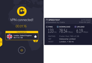 CyberGhost London speed test