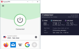 ExpressVPN San Jose speed test