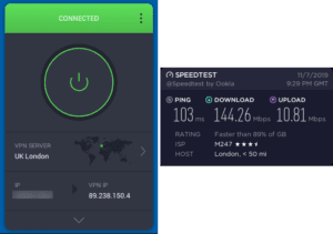 PIA London speed test