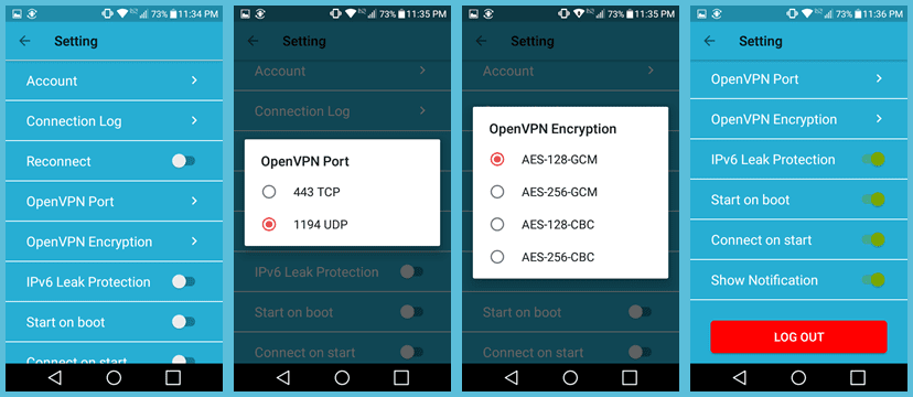 PrivateVPN Android App Settings