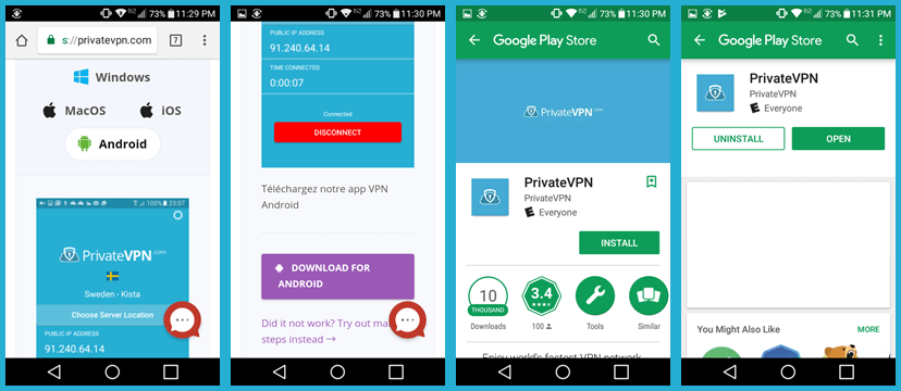 PrivateVPN Android App Installation