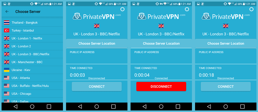 PrivateVPN Connection for Accessing a London-UK Server