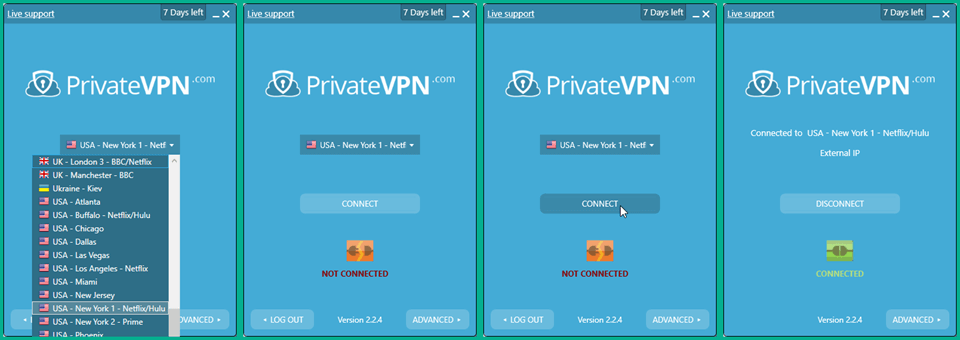 Connecting to a PrivateVPN Server Using the Simple Interface