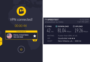 CyberGhost New Orleans speed test