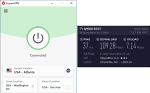ExpressVPN Charlotte speed test
