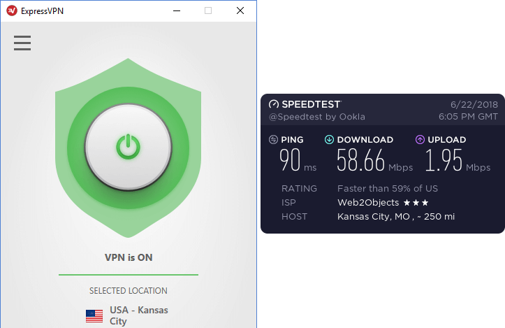 ExpressVPN Kansas City speed test