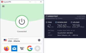 ExpressVPN New Orleans speed test