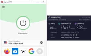 ExpressVPN New York City speed test