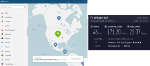 NordVPN Chicago speed test