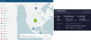 NordVPN New York City speed test