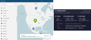 NordVPN San Antonio speed test