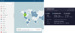 NordVPN Salt Lake City speed test