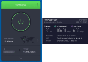 PIA Charlotte speed test