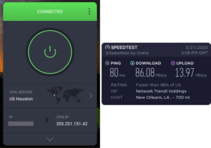 PIA New Orleans speed test