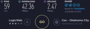 PIA Oklahoma City speed test