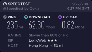 PIA Tianjin speed test