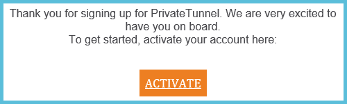 Private Tunnel Account Activation