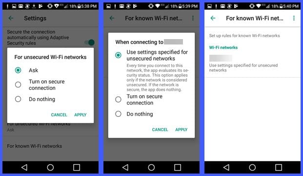 Kaspersky Secure Connection VPN Settings (part 2)