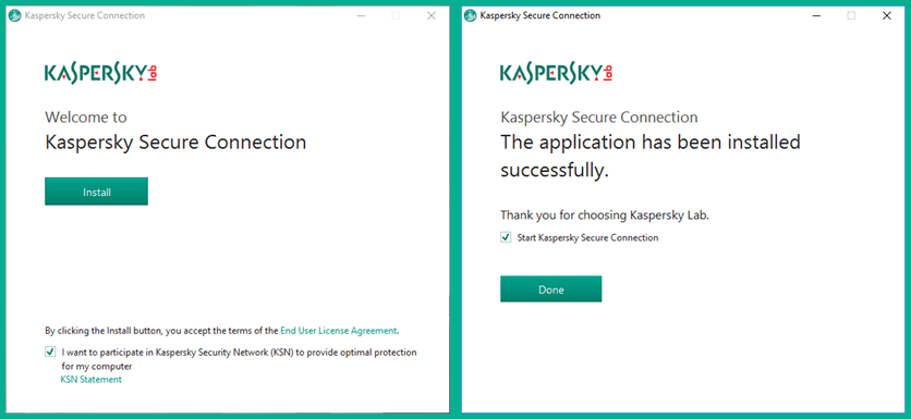 Installing Kaspersky Secure Connection VPN