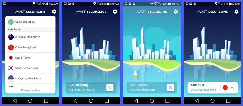 SecureLine Android App Hong Kong Connection