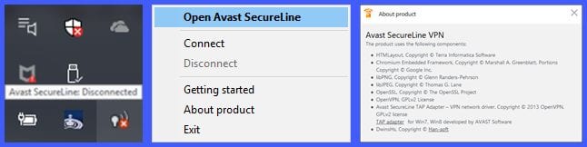 Using SecureLine from the System Tray