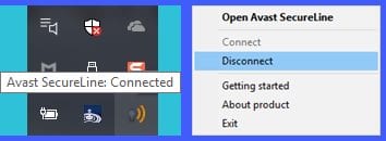 Using SecureLine from the System Tray