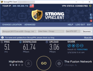 StrongVPN Detroit speed test