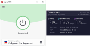 ExpressVPN Manila speed test