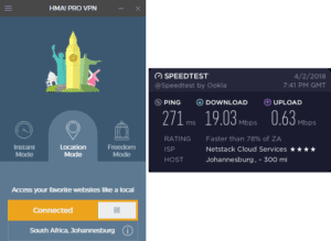 HMA Kinshasa speed test