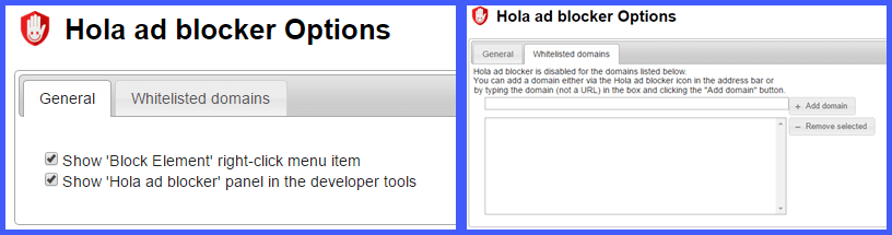 Hola Ad Blocker Options