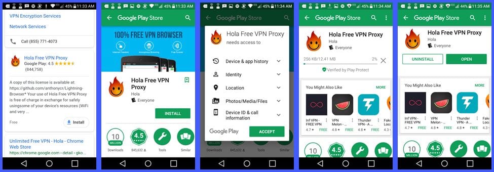 Hola VPN Android App Installation